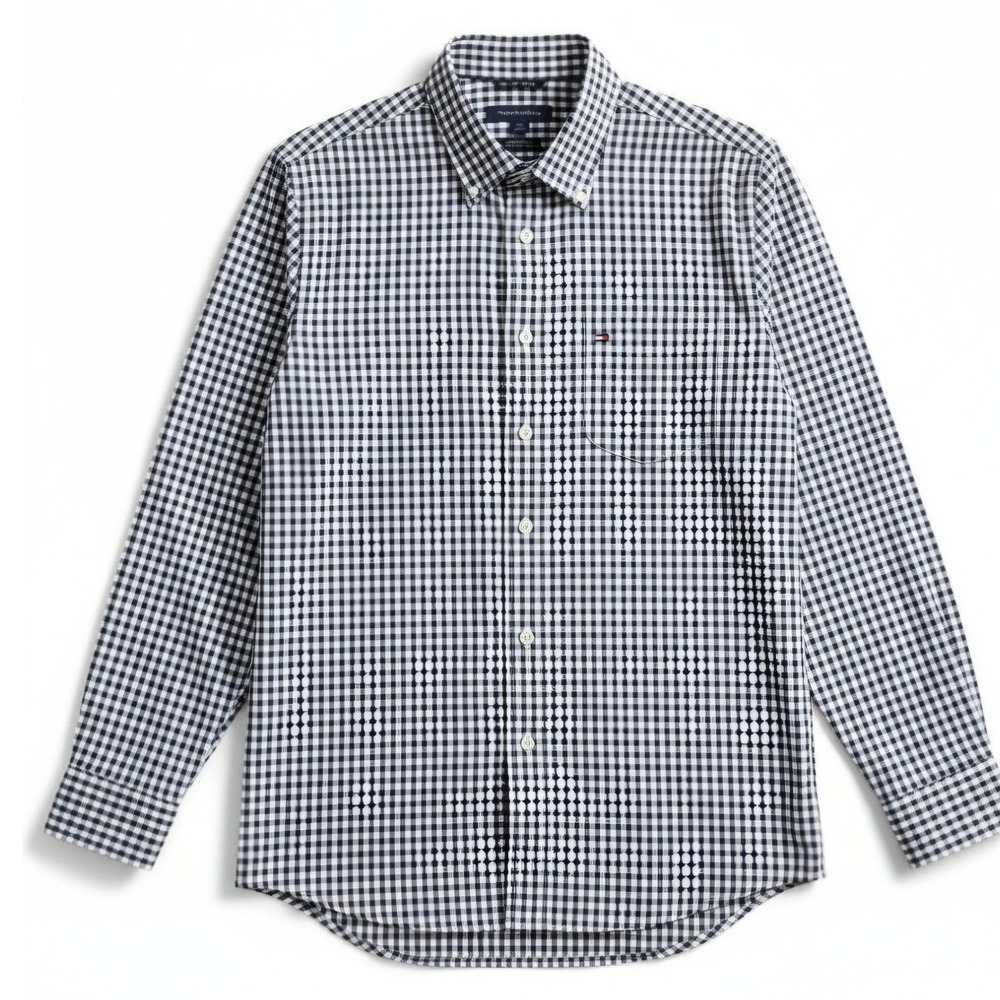 TOMMY HILFIGER Checkered Long‎ Sleeve Classic-fit Shirt Men's Size XL